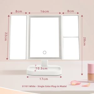 MEILEME | Folding LED Mirror with 3 Sides for Dressing Table