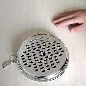 Portable Mosquito Coil Tray With Cover Stainless Steel  Mosquito Coil Holder Box Anti-Mosquito Spiral Incense Coil Burner