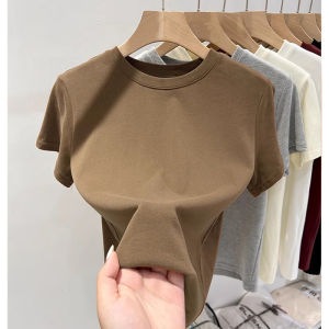 Summer 2025 Womens round Neck Short Sleeve T-Shirt Pure Cotton Loose Fit Korean Style Bear Print Trendy Top Versatile Casual Wear