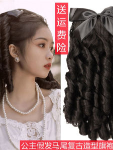 อุปกรณ์แต่งผมแบบย้อนยุคสไตล์ฮ่องกงปักกิ่ง ปลอมผมหางม้าทรงคลาสสิก ทรงหมอนห้อยยาวคลุมไหล่ สไตล์ปี 1920