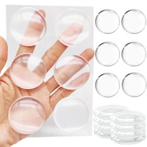 6pcs Large Soft Silicone Crash Particle Wall Protector Transparent Self-adhesive Door Handle Bumper Plug Non-slip Round Doors Muffler