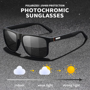 Fashion Photochromic Polarized Sunglasses Men Women Vintage Square Sun Glasses Man Brand Designer Driving Fishing UV400 Eyewear