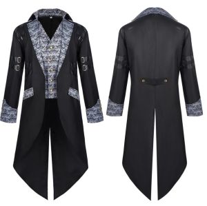 Steampunk Medieval Cosplay Costumes Men Vintage Turn Down Collar TailCoat Jacket Victorian Larp Viking Cosplay Tuxedo