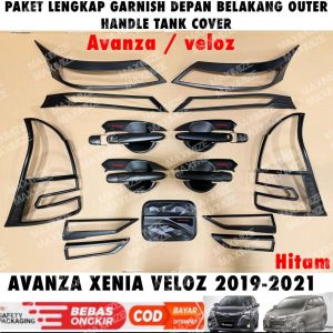 Paket Lengkap Garnish Depan Belakang Outer Handle Tank Cover Avanza Xenia Veloz 2019 2021 Hitam Chrome Carbon