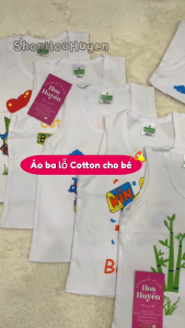 Combo 5 Áo Ba Lỗ Cotton màu trắng cho bé trai bé gái sơ sinh chất 100% Bosini họa tiết hình in dể thương vải mềm mại thoáng mát cho bé 3-38kg