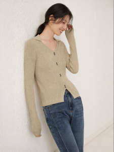 Yigue | Polo Collar Bodycon Knitwear Slim Fit