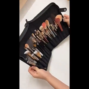 29 Hole Foldable Makeup Brush Bag Organizer Big Size Black High-capacity Vertical Makeup Brush Storage Bag