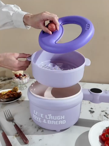 2L Multi-Functional Electric Cooking Pot Large Capacity Non-Stick Fast Heating with Steamer Electric Hot Pot