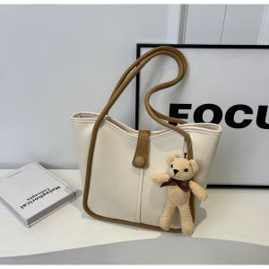 Vintage Large Capacity Womens Shoulder Bag 2024 New Fashion Commuter Tote Bag Korean Style Single Strap Zipper Closure PU Leather