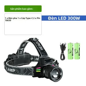 Đèn Pha LED Siêu Mạnh 2*300W Với Cảm Biến Ánh Sáng Vàng + Trắng Tầm Xa Có Chức Năng Zoom Dùng Cho Câu Cá Săn Bắn - Đèn Pin Siêu Sáng