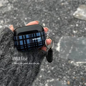 Blue Black Plaid Silicone Protective Case for Airpods3 pro 2 Earphone Shell Soft Cover Apple Compatible Unique Style Fresh Trend