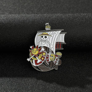 Cartoon One Piece Pirate Ship Brooch Anime Metal Enamel Pins Clothing Bag Lapel Badge Jewelry Gift for Fans Friends Accessories