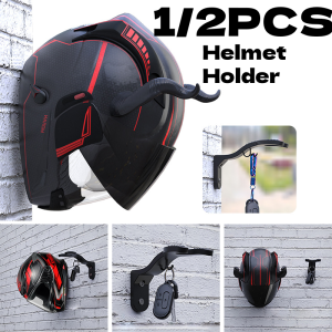 1/2PC Wall Mount Motorcycle Helmet Hook Racks Multifunctional Home Luggage Jacket Holders Black Sports Gear No-Drill Safe Hook