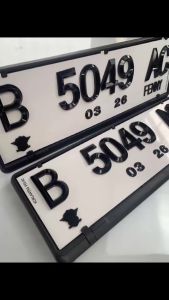 Plat Nomor Mobil Timbul PLAT PUTIH MEWAH Lancip Segi Lima FREE COVER PLAT