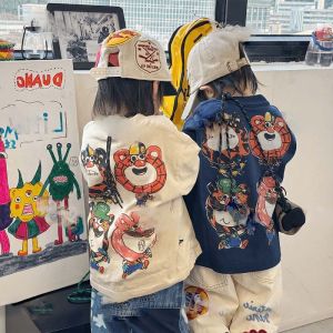 Childrens Long Sleeve T-Shirt Cartoon Print Base Layer Top Trendy Retro Japanese Style Cotton Blend Comfortable Casual Wear
