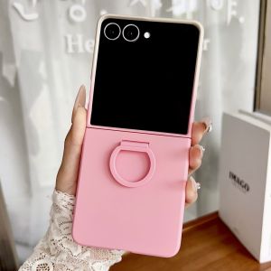 szhaiyu | For Samsung Galaxy Z Flip 8 Flip 7E 7 6 5 Liquid Silicone Shockproof Case With Large Window With Ring Gradient Soft Bumper Cover
