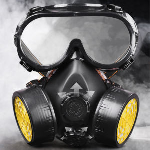 Masker Gas Respirator Double Safety Masker Obat Kimia Chemical Masker Gas Anti-Virus Debu Kacamata Safety Glass Google Bening