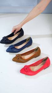 Giày Búp Bê Nữ Mũi Nhọn Gắn Nơ Pixie P126