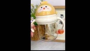 M&B 320ml Tritan Weighted Straw Cup with Sliding Cap & Handle Training Drinking Bottle ADQ