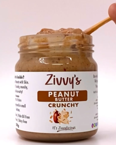 เนยถั่วลิสงกรุบกรอบ | Crunchy Peanut Butter | ผสมชิ้นถั่วกรุบ 30% ไม่มีน้ำตาลและเกลือเพิ่ม | โปรตีนสูง ไขมันดี | สำหรับทานเล่น ทาขนมปัง | Zivvys