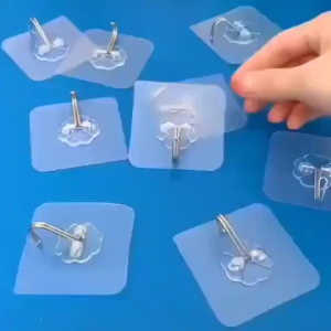 Transparent Self-Adhesive Wall Hooks Strong No-Drill Hangers for Doors and Walls Kitchen Bathroom hook