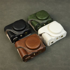 Full Coverage Protective Leather Case for Canon PowerShot V1 Digital Camera with Base Hole Design Neutral Casual Shoulder Bag