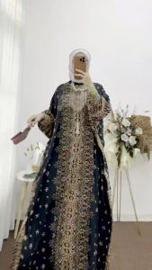 Kaftan Wanita Simple Mewah Elegan Sultan Motif Batik Bahan Rayon Premium Renda Daily Dress Jumbo Busui Terbaru