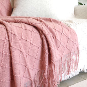 Nordic INS Pure Color Popular Homestay Casual Blanket Bed Tail Towel Tassel Blanket Decorative Sample Room Hotel Soft Blanket