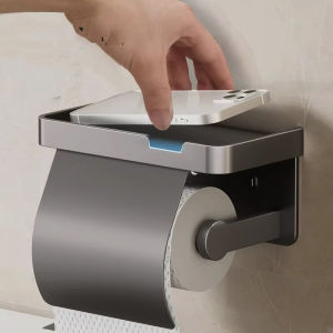 ไม่ต้องเจาะผนัง กล่องใส่กระดาษทิชชู่แบบติดผนัง ที่ใส่กระดาษทิชชู่ในห้องน้ำ กันน้ำ กล่องใส่กระดาษชำระแบบม้วน