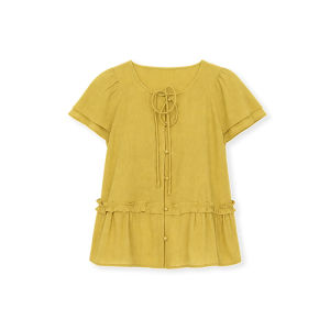Áo Sơ Mi Cổ Tròn Tay Ngắn Gập Li Ginger Yellow
