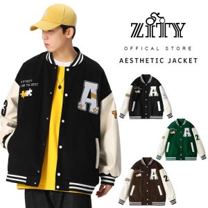 ZITY Korean Style Casual Printed Vintage Coffee Aesthetic Jacket