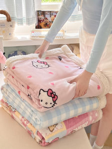 Hellokitty A-Class Lamb Velvet Blanket Cute Cartoon Milk Velvet Couch Blanket Polyester Fiber Office Nap Blanket Warmth All Seasons