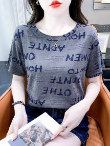 Trendy Letter Print Loose Womens T-shirt Short Sleeve Summer New Design Cotton Comfortable Anti-aging Top Korean Style