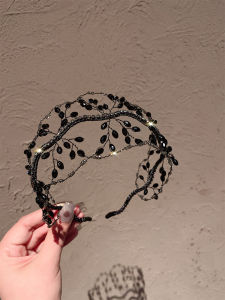 Black Crystal Woven Hairband Fashionable Versatile Hair Accessories Simple Ins Style Popular Hairpins for Women Girls