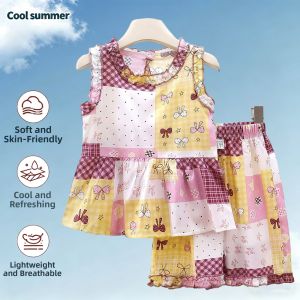 JIFANPAUL | Girls Vest Dress and Capris Set Light Summer Cotton Voile Outfit