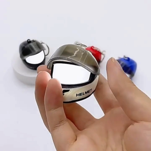 KMD Light-Up Helmet Keychain - One-Click Activation - Super Bright LED Light - Portable Keychain Design - Durable Build - Red Black White Blue Options