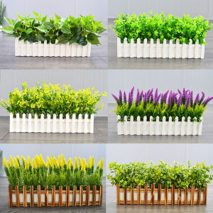 Artificial Green Plant Fake Flower and Grass Plastic Flowers Emulational Green Dill Desktop Partition Floor Display Fence Flower Cover Ornament Furnishing