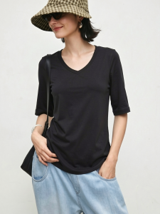 Basic House | Modal Ice Silk V-Neck T-Shirt Summer