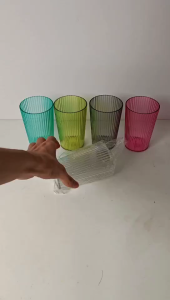 Vertical Stripe Plastic Cup - Clear and Colorful Design for Everyday Use