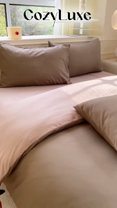980TC Cotton Bedsheet & Quilt Cover Set | CozyLuxe Premium Solid Color Bedding – Single/Super Single/Queen/King