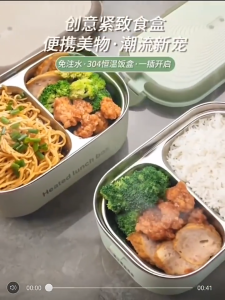 304 Stainless Steel Portable Electric Lunch Box 1.2L Food Warmer Container Hot Food