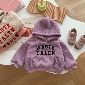 Áo khoác nhung trẻ em cho bé gái 0-5 tuổi áo nỉ giữ ấm bảng chữ cái quần áo mùa đông