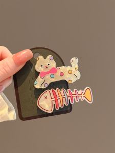 กิ๊บติดผมหน้ารูปแมวอะคริลิกคู่ ดีไซน์น่ารัก สไตล์การ์ตูน หรูหรา สำหรับผู้หญิง ทรงหน้ารูปแมว ทรงสั้น ดีไซน์เก๋ไก๋