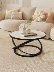 MUYUNGONG | Creamy Minimalist Luxury Rock Plate Round Small Apartment Coffee Table