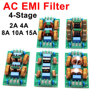 110V 220V 4-Stage AC Power EMI Filter 2A 4A 10A 15A Common/Differential Mode Noise Suppressor Purifier Audio Amp DAC Amplifer