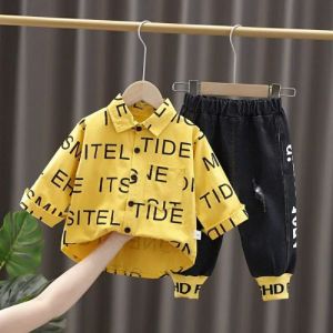 SETELAN ANAK LAKI IMPORT KOREAN STYLE KEMEJA LENGAN PANJANG JEANS JOGGER  RIPPED CLAW