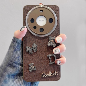 Huawei Mate70Pro New Model Metal Phone Case Full Cover Lens Protection Moon Crater Texture Cute Bear Brand Female Fashionable