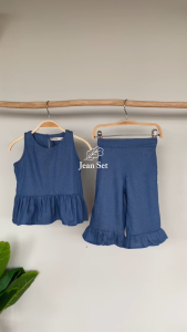LEWIS EMMA - Jean Set (2-14 Tahun) Setelan Pakaian Anak Perempuan / Baju Tanpa Lengan Dan Celana Panjang