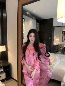 Bộ Đồ Ngủ Lụa Băng Dài Tay Thoải Mái Cho Nữ Bộ Đồ Mặc Nhà Mùa Thu Đông Thường Ngày Ngọt Ngào Cao Cấp Bộ Đồ Mặc Nhà