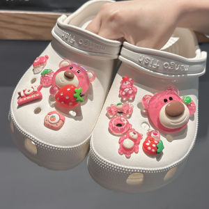 Crystal Strawberry Bear Hole Shoes Accessories DIY Shoe Buckle Accessories Carlochi Slippers Decorative Buckle Upper Buckle Shoe Ornament